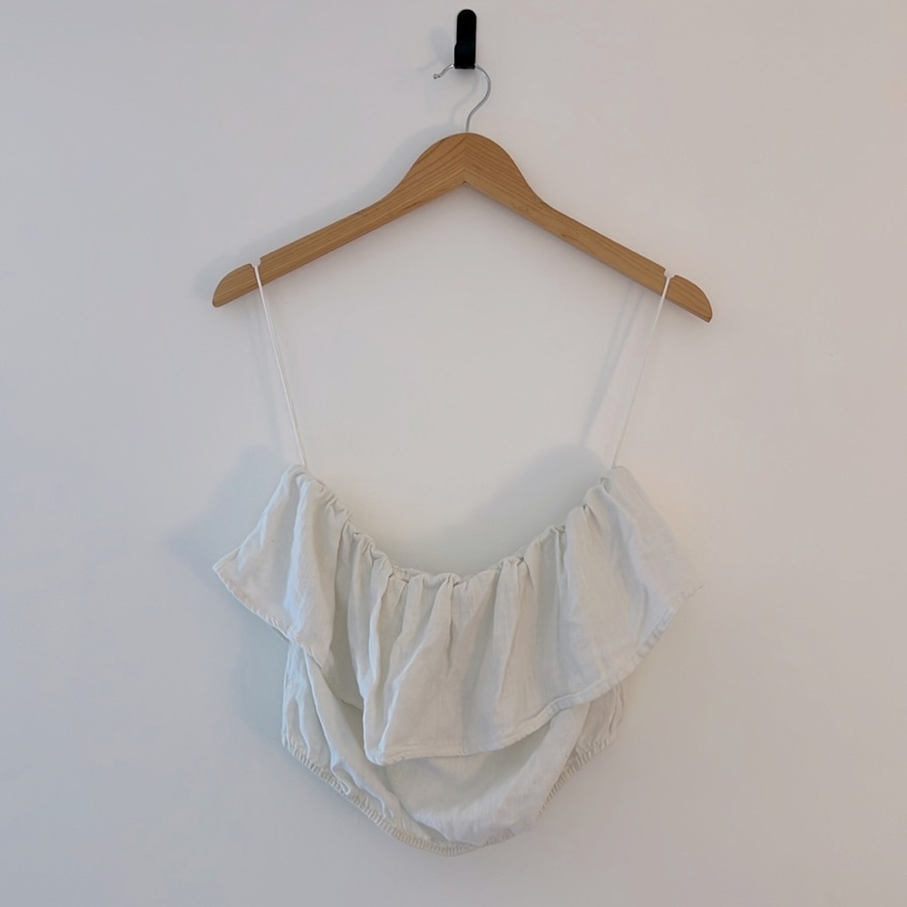 Ruffle White Tube Top